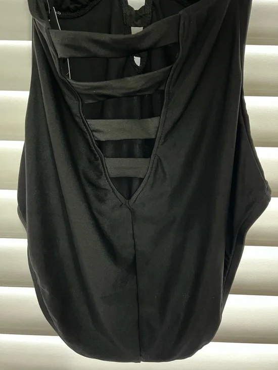 NWT Mossino Classic Black Halter One-Piece Swimsuit with Front Ladder Detail - Picture 5 of 6